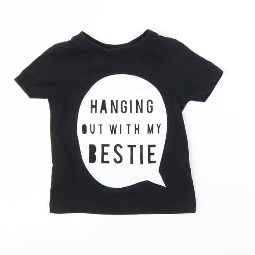 George Girls Black   Basic T-Shirt Size 12-18 Months