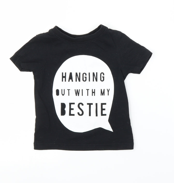 George Girls Black   Basic T-Shirt Size 12-18 Months