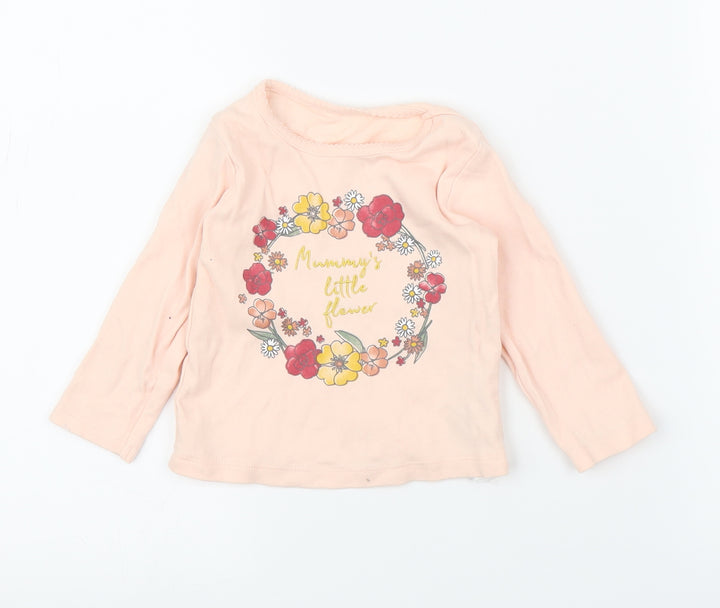 Primark Girls Pink Floral Basic T-Shirt Size 12 Months