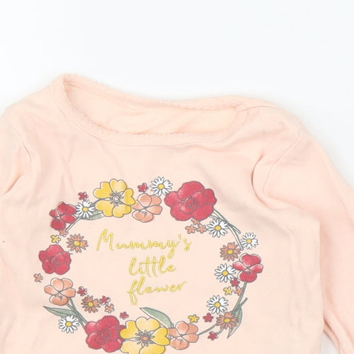 Primark Girls Pink Floral  Basic T-Shirt Size 12 Months