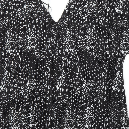 F&F Womens Black Animal Print  Basic Blouse Size 10  - Leopard print