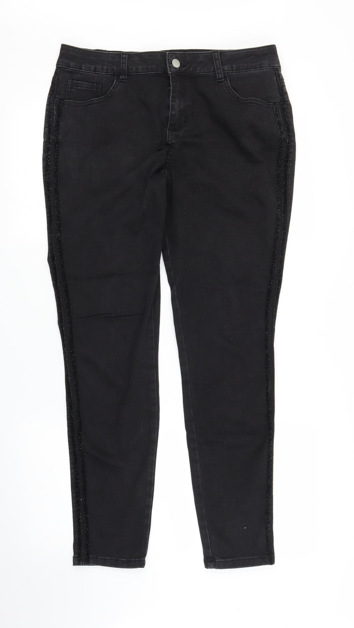 B. You Womens Black  Denim Skinny Jeans Size 14 L26 in