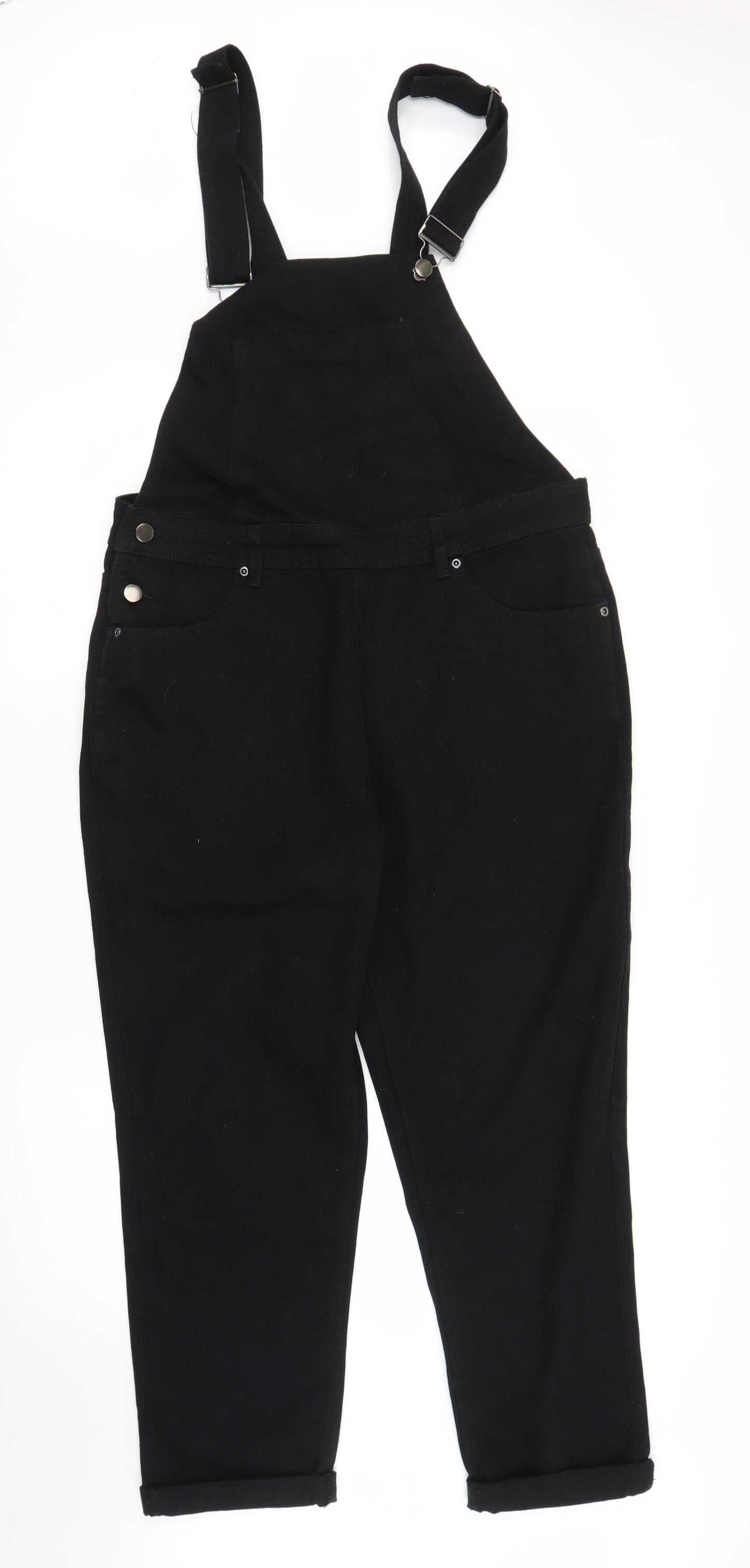 Boohoo Womens Black  Denim Dungaree One-Piece Size 14
