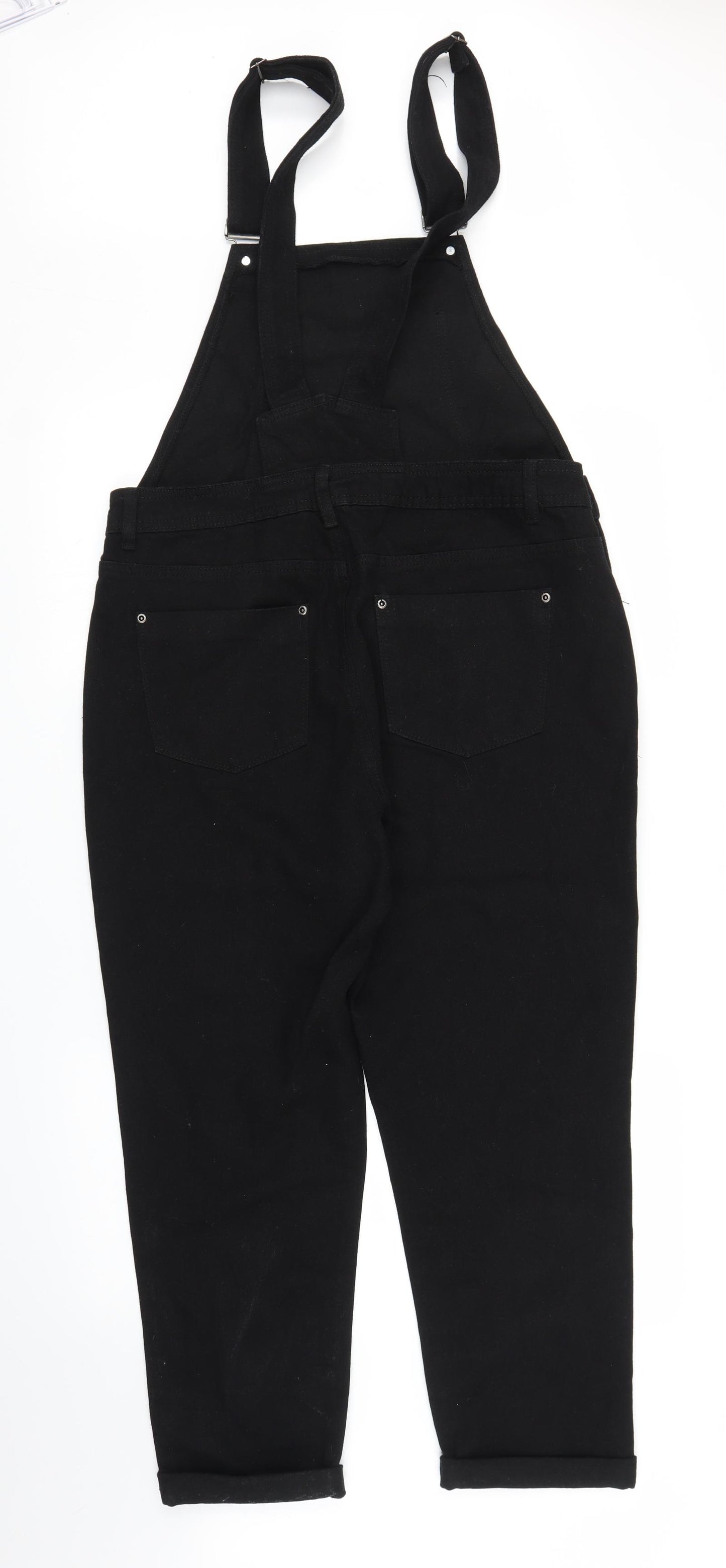 Boohoo Womens Black  Denim Dungaree One-Piece Size 14