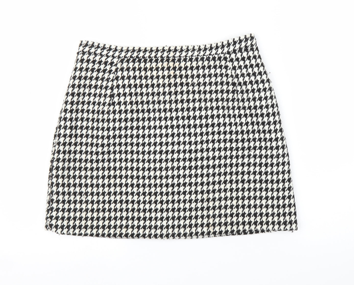 Motel Womens Black Houndstooth  A-Line Skirt Size S