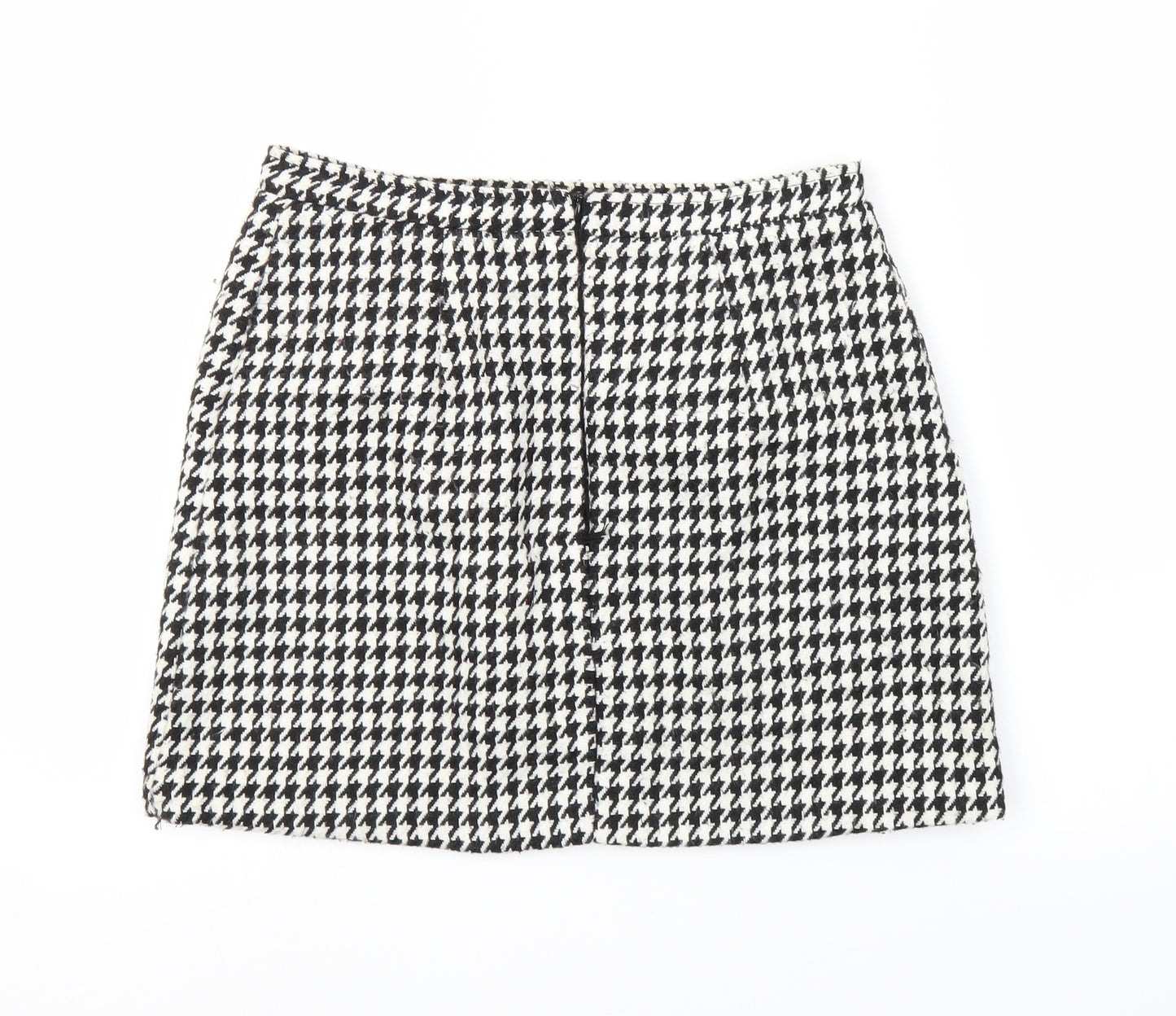 Motel Womens Black Houndstooth  A-Line Skirt Size S