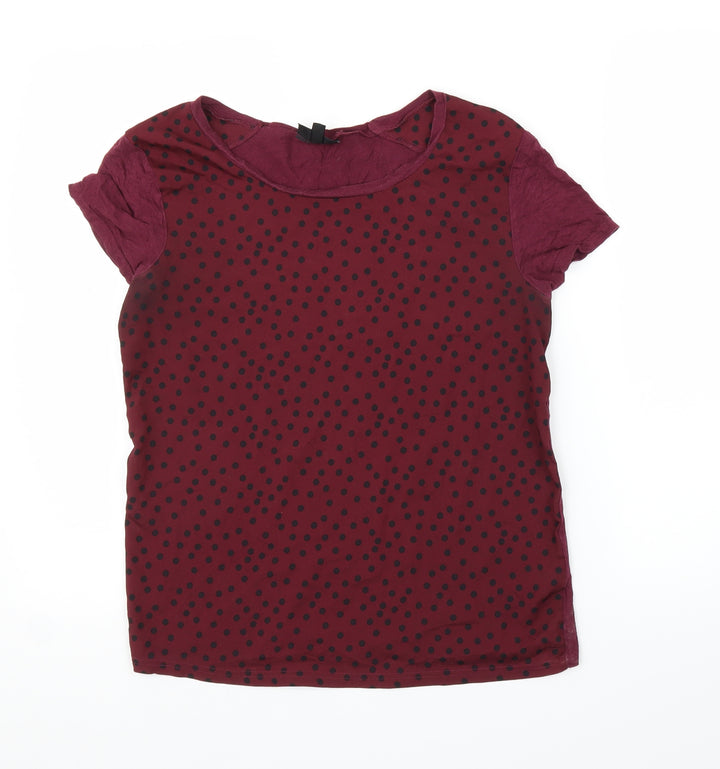 Topshop Womens Purple Polka Dot Basic Blouse Size 8