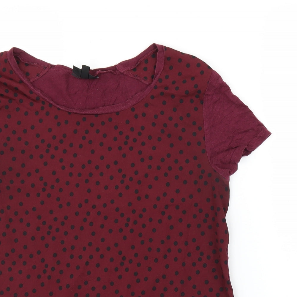 Topshop Womens Purple Polka Dot  Basic Blouse Size 8