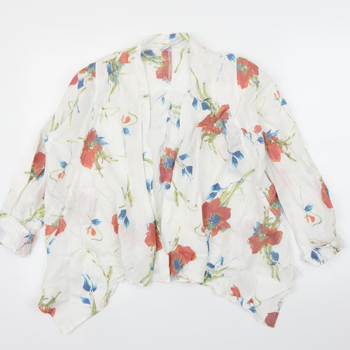 New Collection Womens White Floral  Cape Jumper Size L