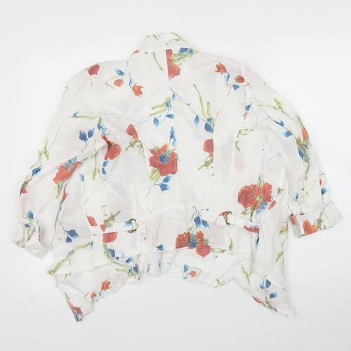 New Collection Womens White Floral  Cape Jumper Size L