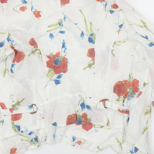 New Collection Womens White Floral  Cape Jumper Size L