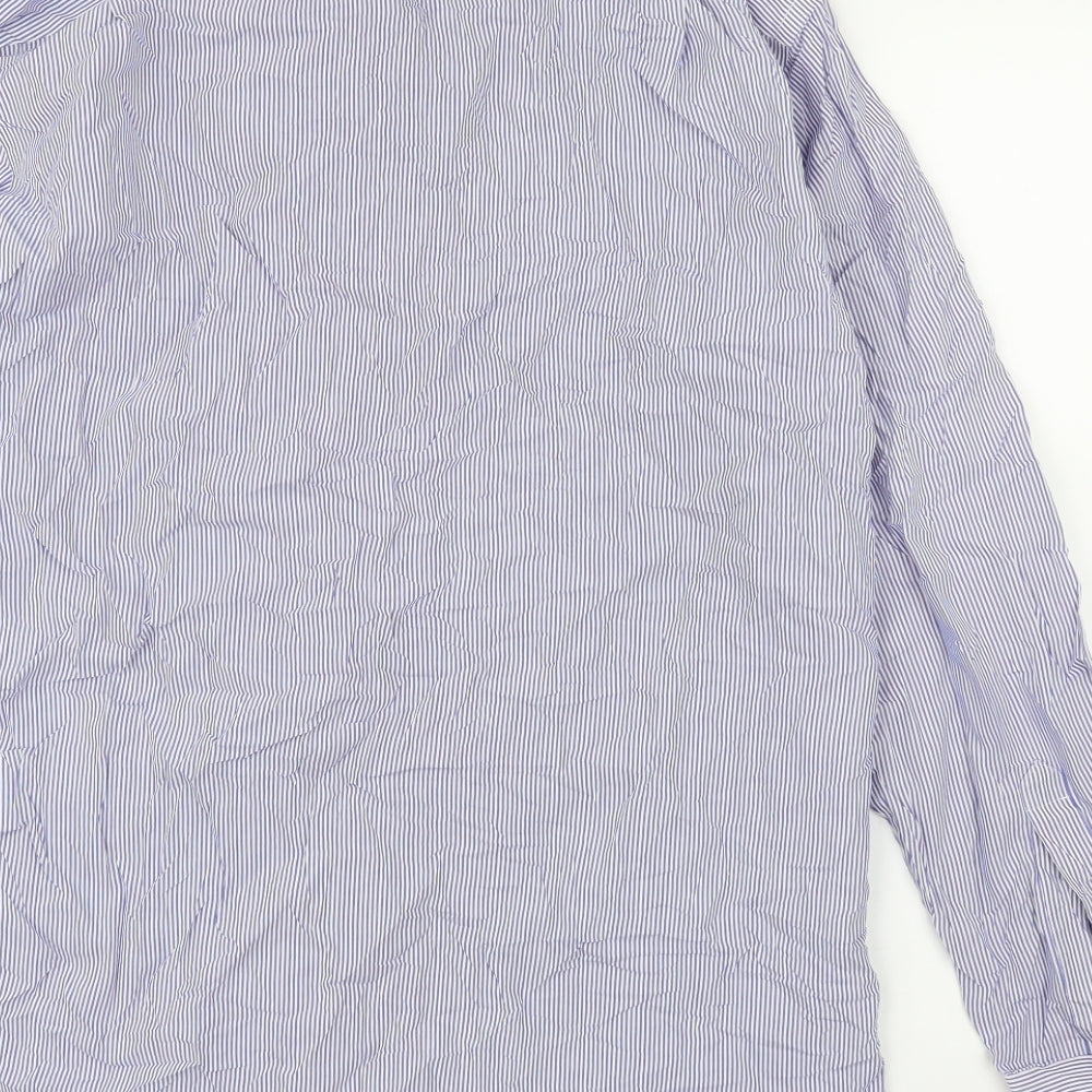 Charles Tyrwhitt Mens Blue Striped   Button-Up Size 16.5