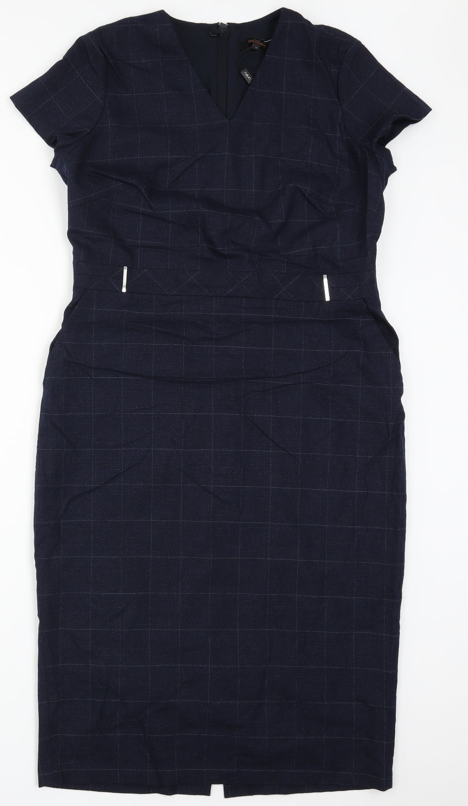 NEXT Womens Blue Check  Pencil Dress  Size 14