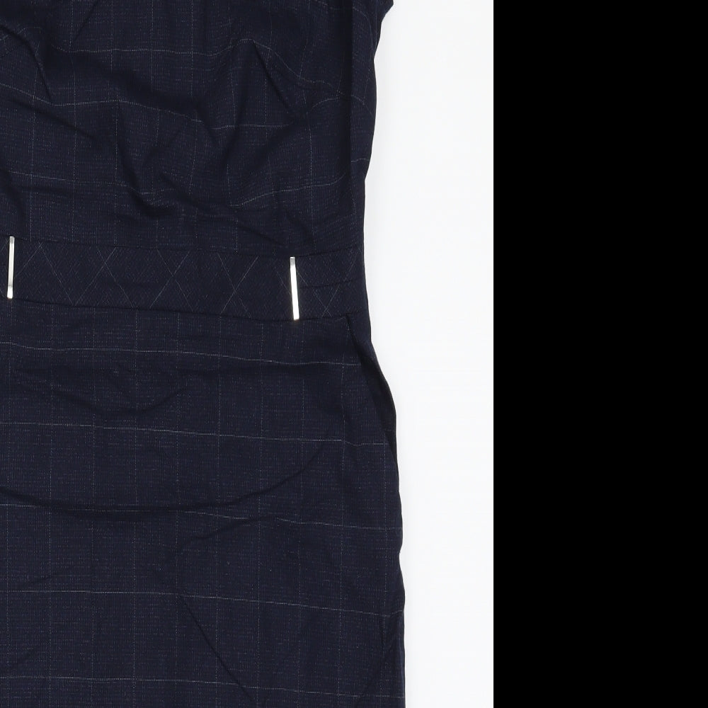 NEXT Womens Blue Check  Pencil Dress  Size 14