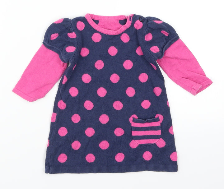George Girls Blue Polka Dot  Jumper Dress  Size 3-6 Months  - Pink