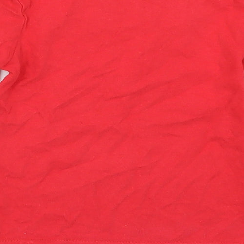 George Girls Red   Basic T-Shirt Size 18-24 Months  - Fabric Flowers