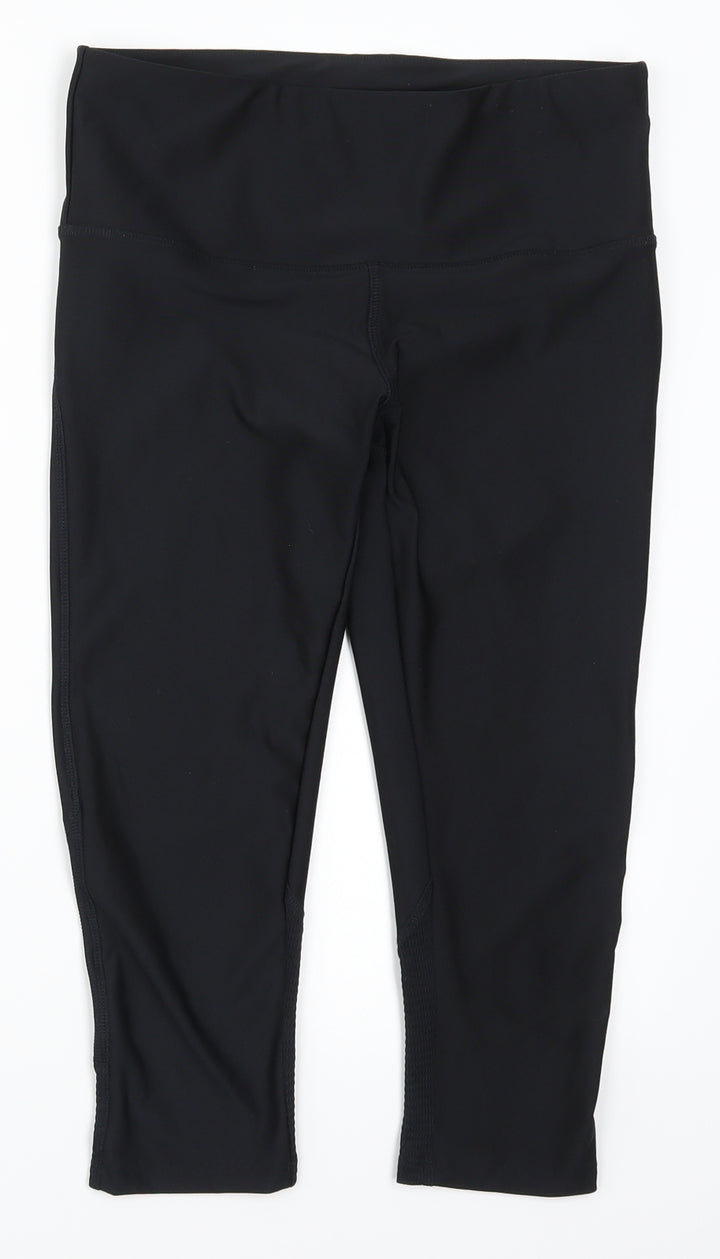 Preworn Womens Black Cropped Leggings Size 10 L18 in