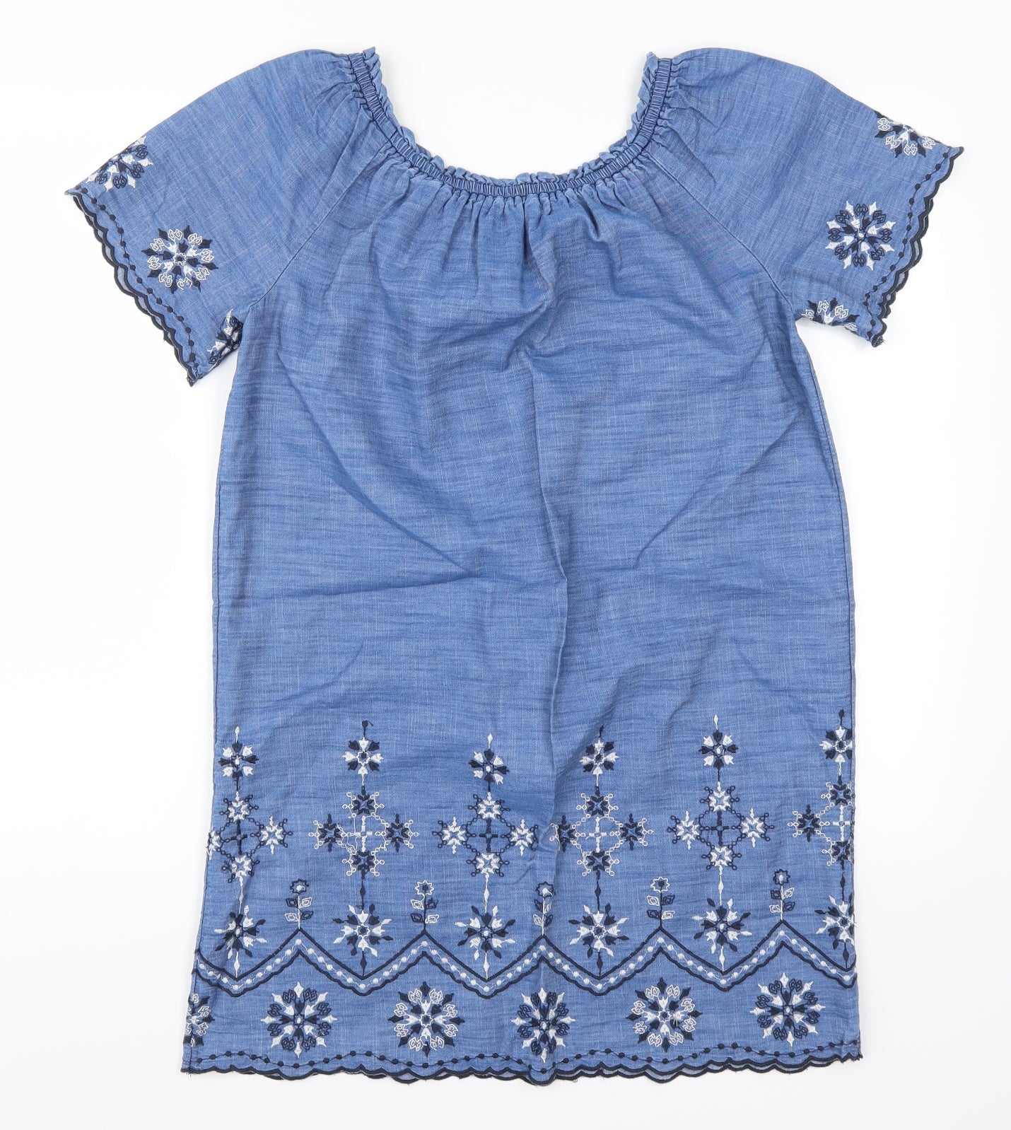 TU Womens Blue Geometric Denim T-Shirt Dress  Size 8