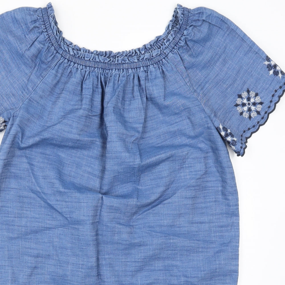 TU Womens Blue Geometric Denim T-Shirt Dress  Size 8