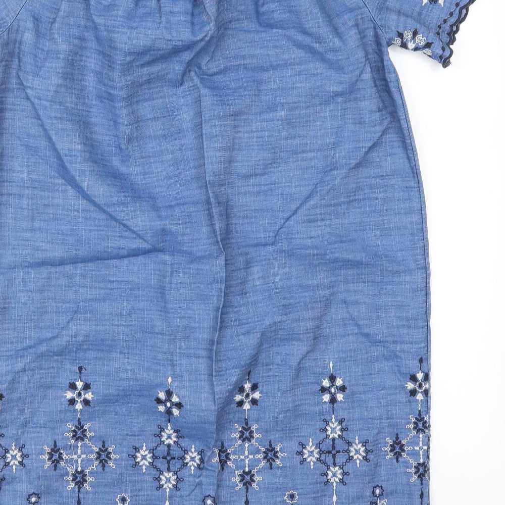 TU Womens Blue Geometric Denim T-Shirt Dress  Size 8