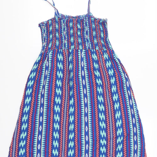 Papaya Womens Blue Geometric  Tank Dress  Size 8