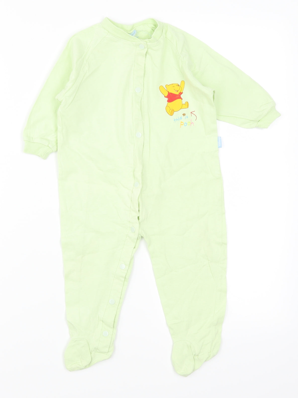 Preworn Baby Green   Babygrow One-Piece Size 9-12 Months  - Winnie The Pooh