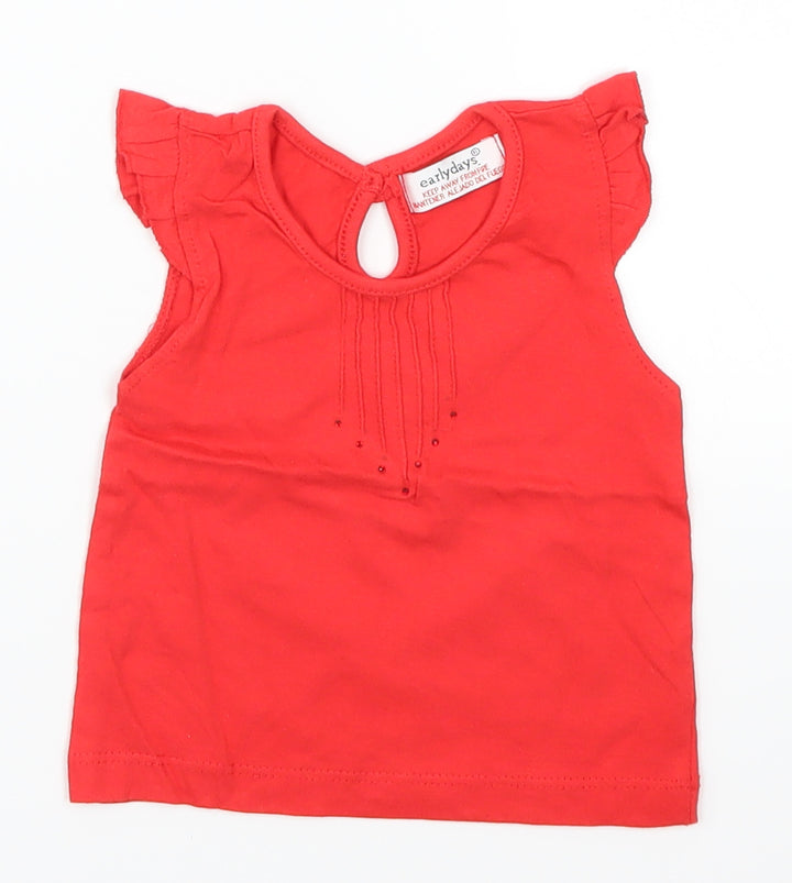 Early Days Girls Red   Basic T-Shirt Size 12-18 Months