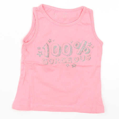Girl2Girl Girls Pink   Basic Tank Size 2-3 Years  - 100% Gorgeous