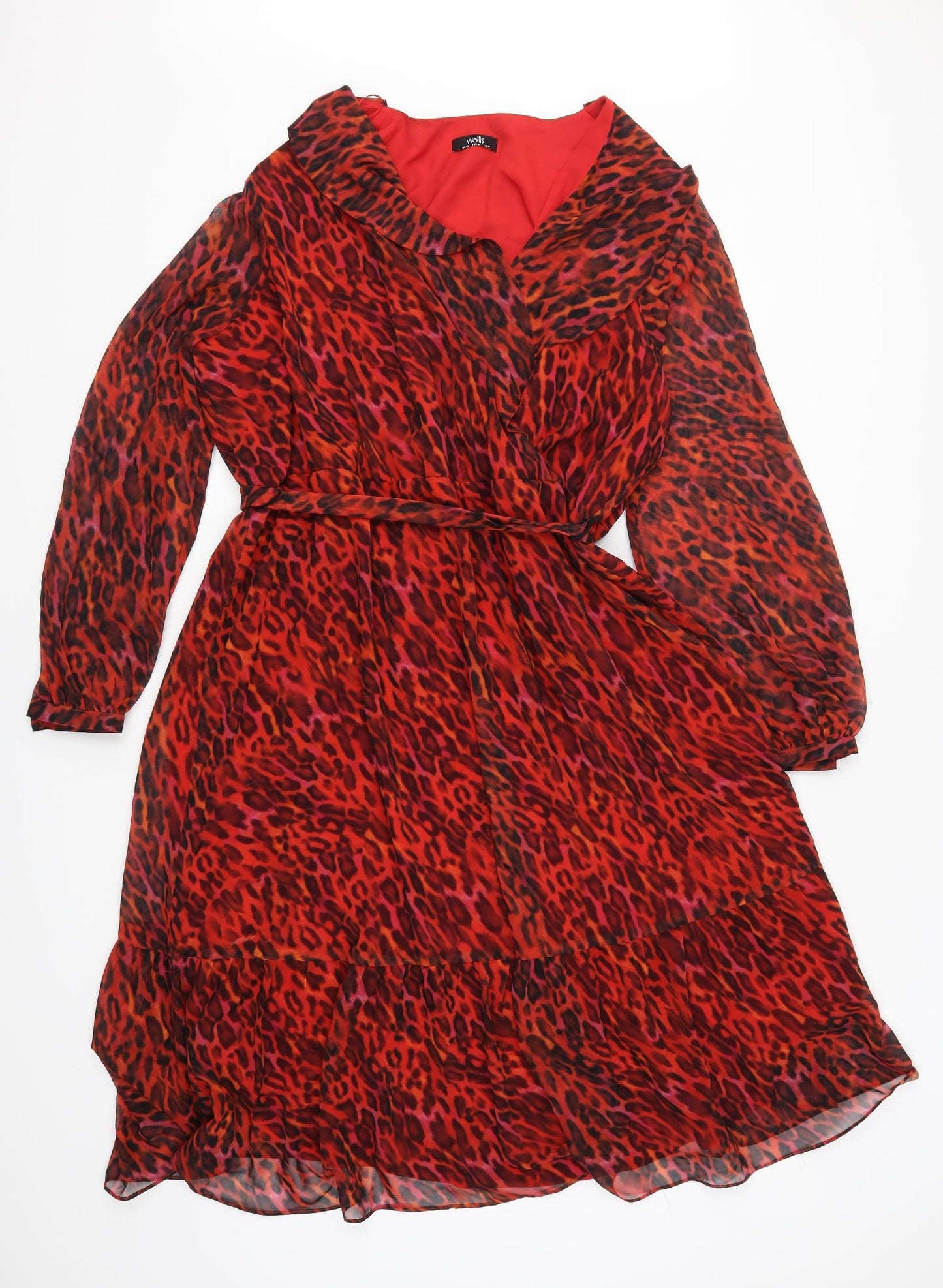 Wallis Womens Red Animal Print  Wrap Dress  Size 20