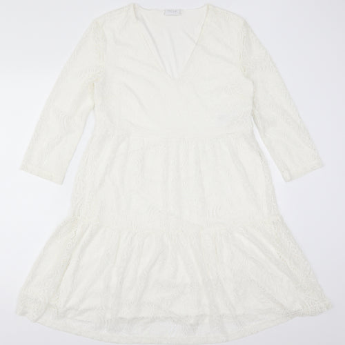 VILA Womens White  Lace Trapeze & Swing  Size S