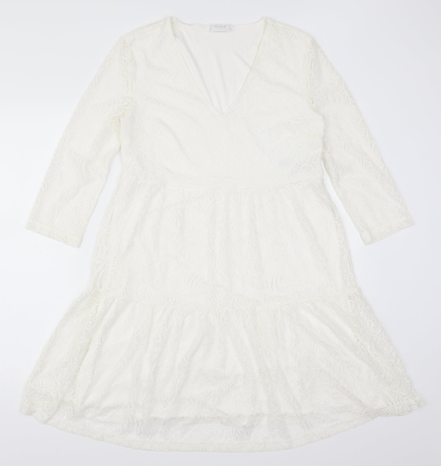 VILA Womens White  Lace Trapeze & Swing  Size S