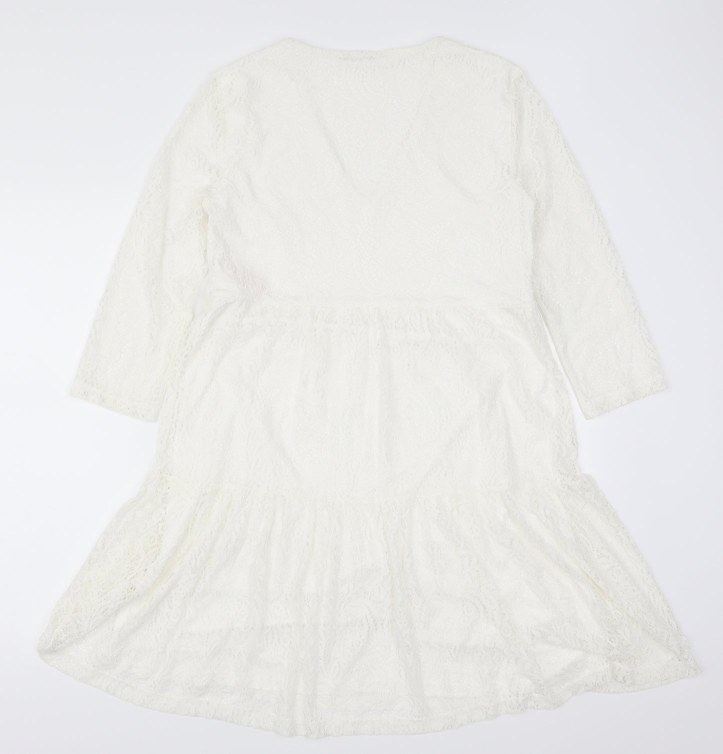 VILA Womens White  Lace Trapeze & Swing  Size S