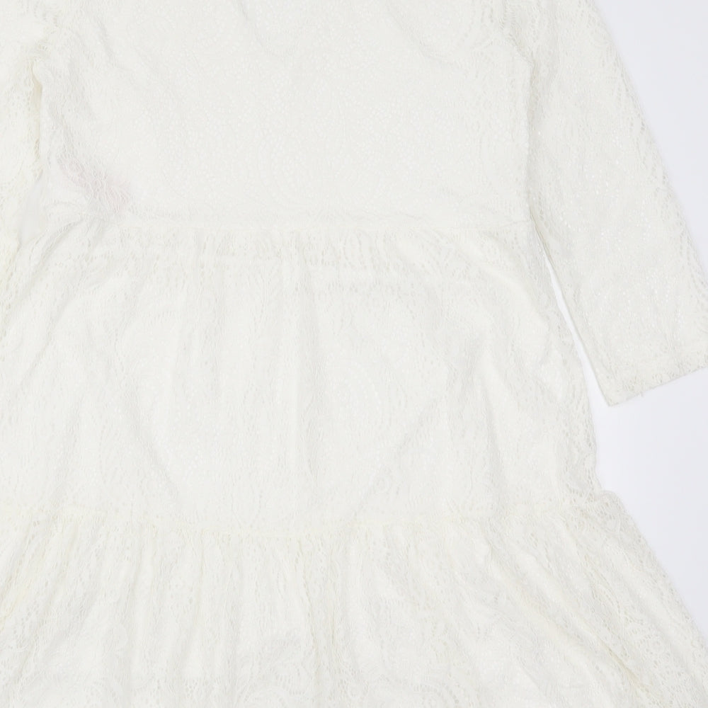 VILA Womens White  Lace Trapeze & Swing  Size S