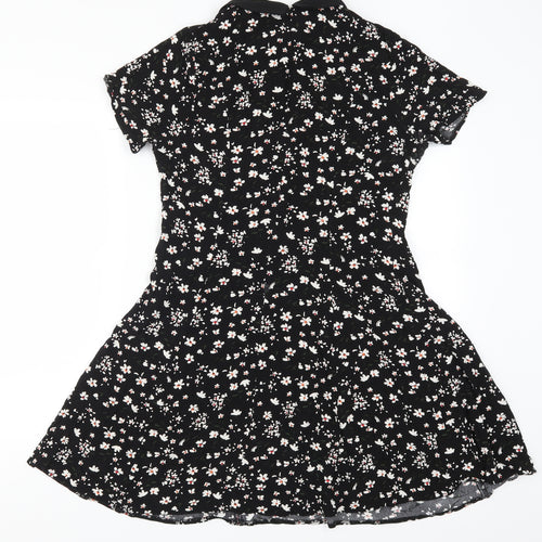 New Look Womens Black Floral  Skater Dress  Size 14