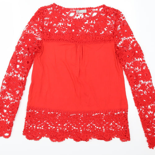 Elite99 Womens Red  Lace Basic T-Shirt Size 10