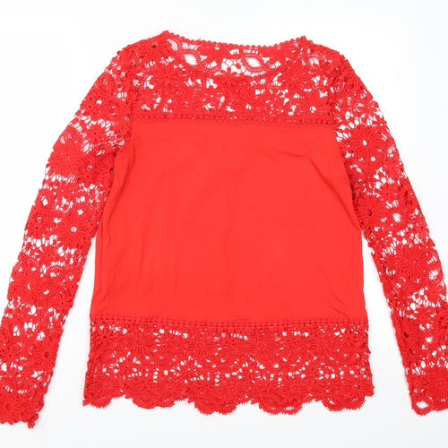 Elite99 Womens Red  Lace Basic T-Shirt Size 10