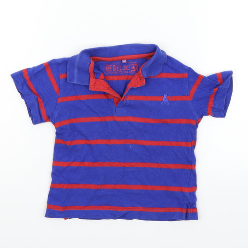 Rebel Boys Blue Striped  Basic Polo Size 2-3 Years
