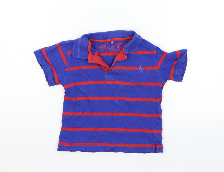 Rebel Boys Blue Striped Basic Polo Size 2-3 Years