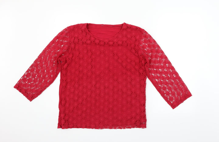EWM Womens Red   Henley Jumper Size L