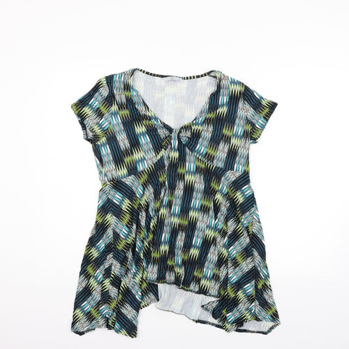 TU Womens Green Geometric  Basic Blouse Size 16