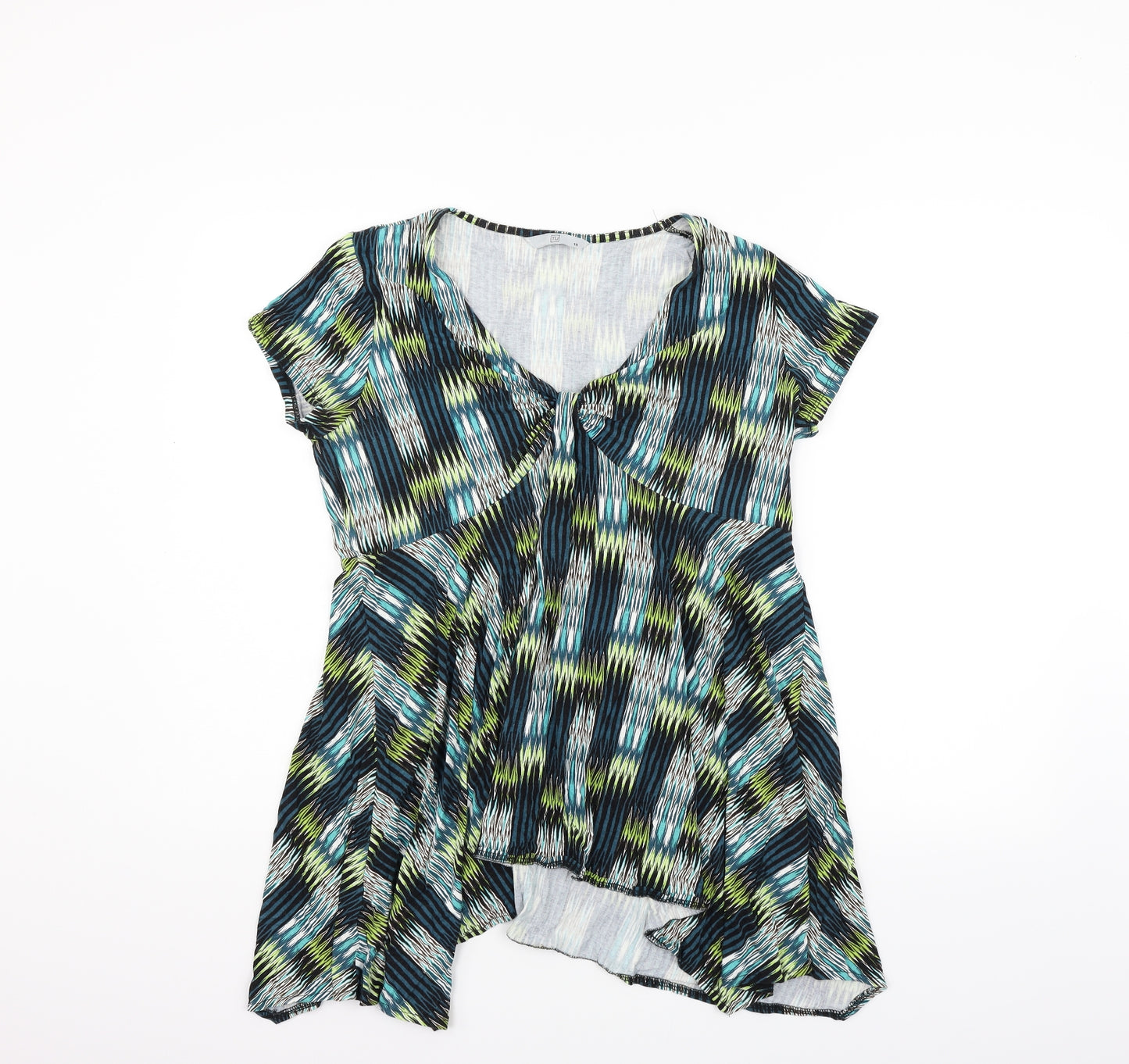 TU Womens Green Geometric  Basic Blouse Size 16