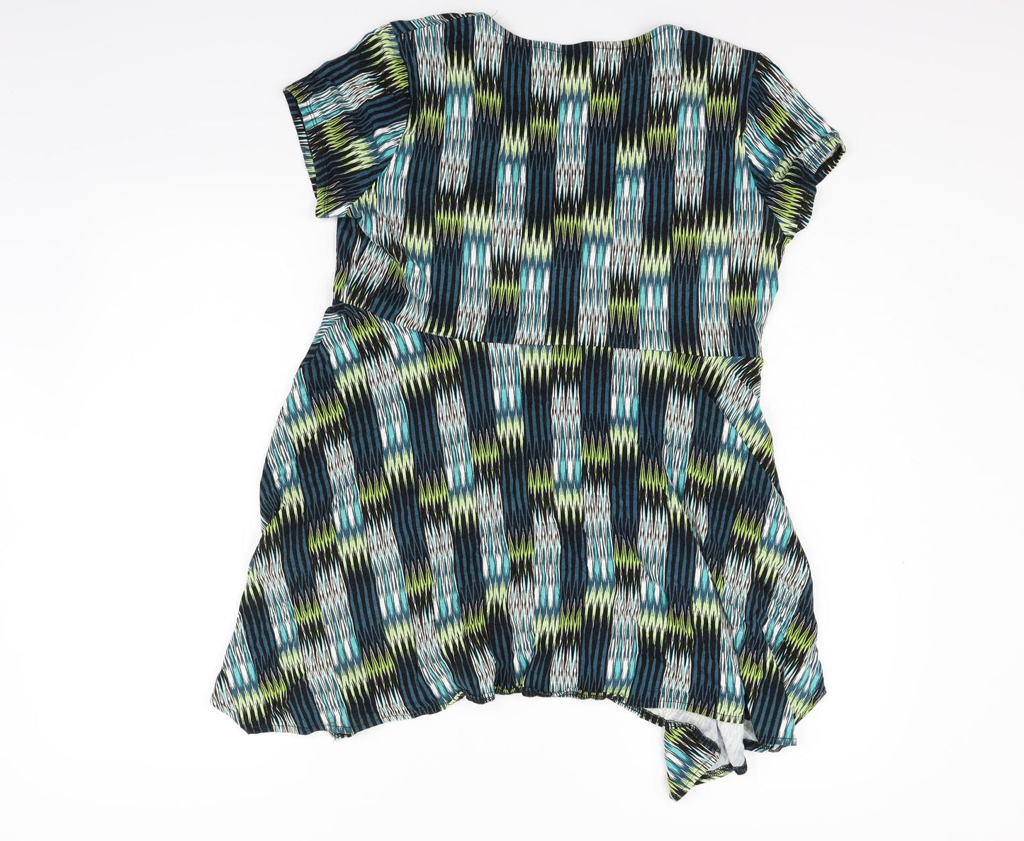 TU Womens Green Geometric  Basic Blouse Size 16