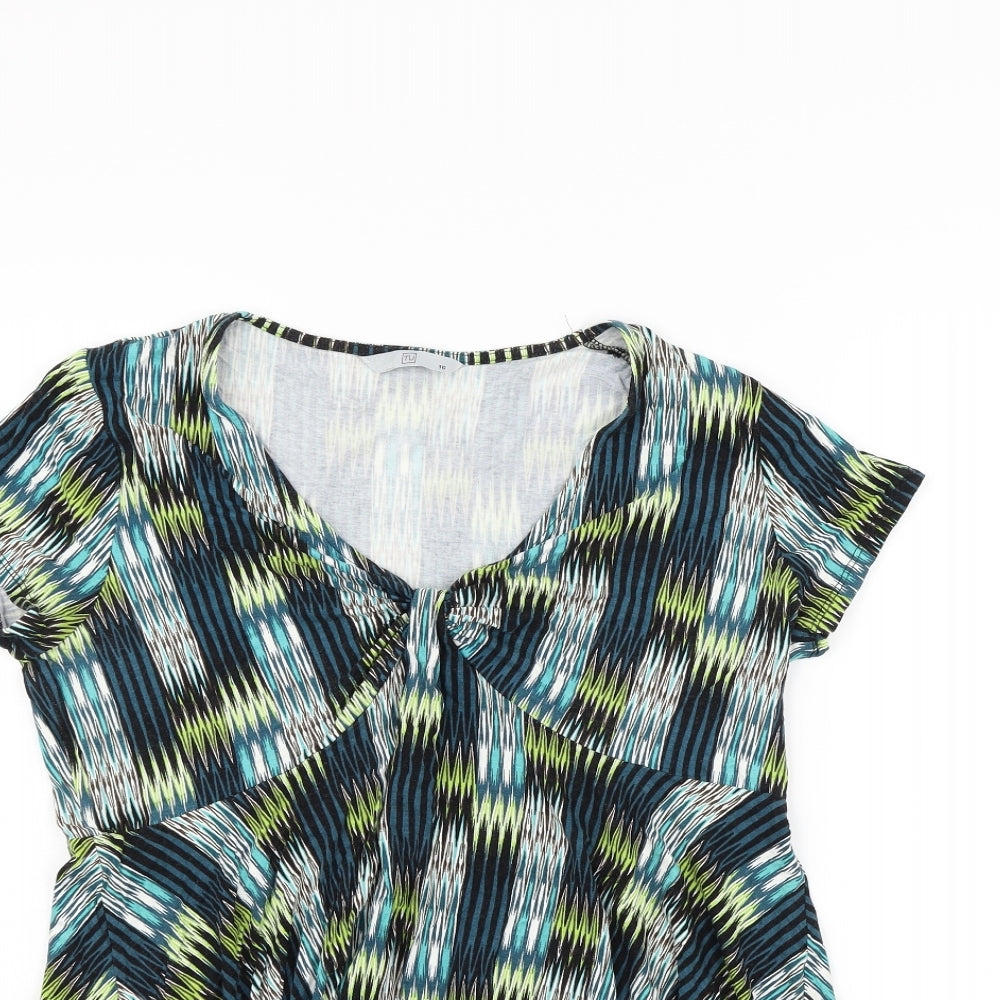 TU Womens Green Geometric  Basic Blouse Size 16