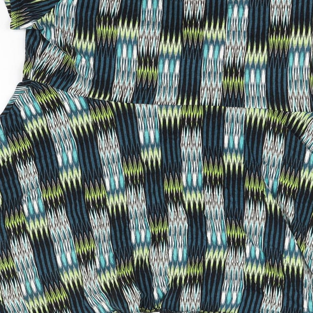 TU Womens Green Geometric  Basic Blouse Size 16