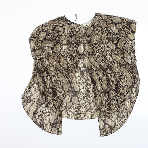 Papaya Womens Beige Animal Print  Basic Blouse Size 14
