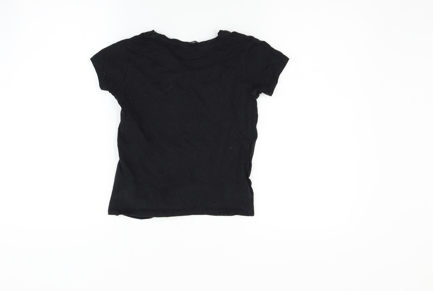 George Girls Black   Basic T-Shirt Size 7-8 Years  - Sequin detail