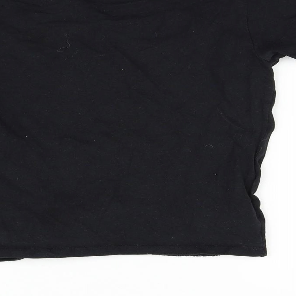 George Girls Black   Basic T-Shirt Size 7-8 Years  - Sequin detail