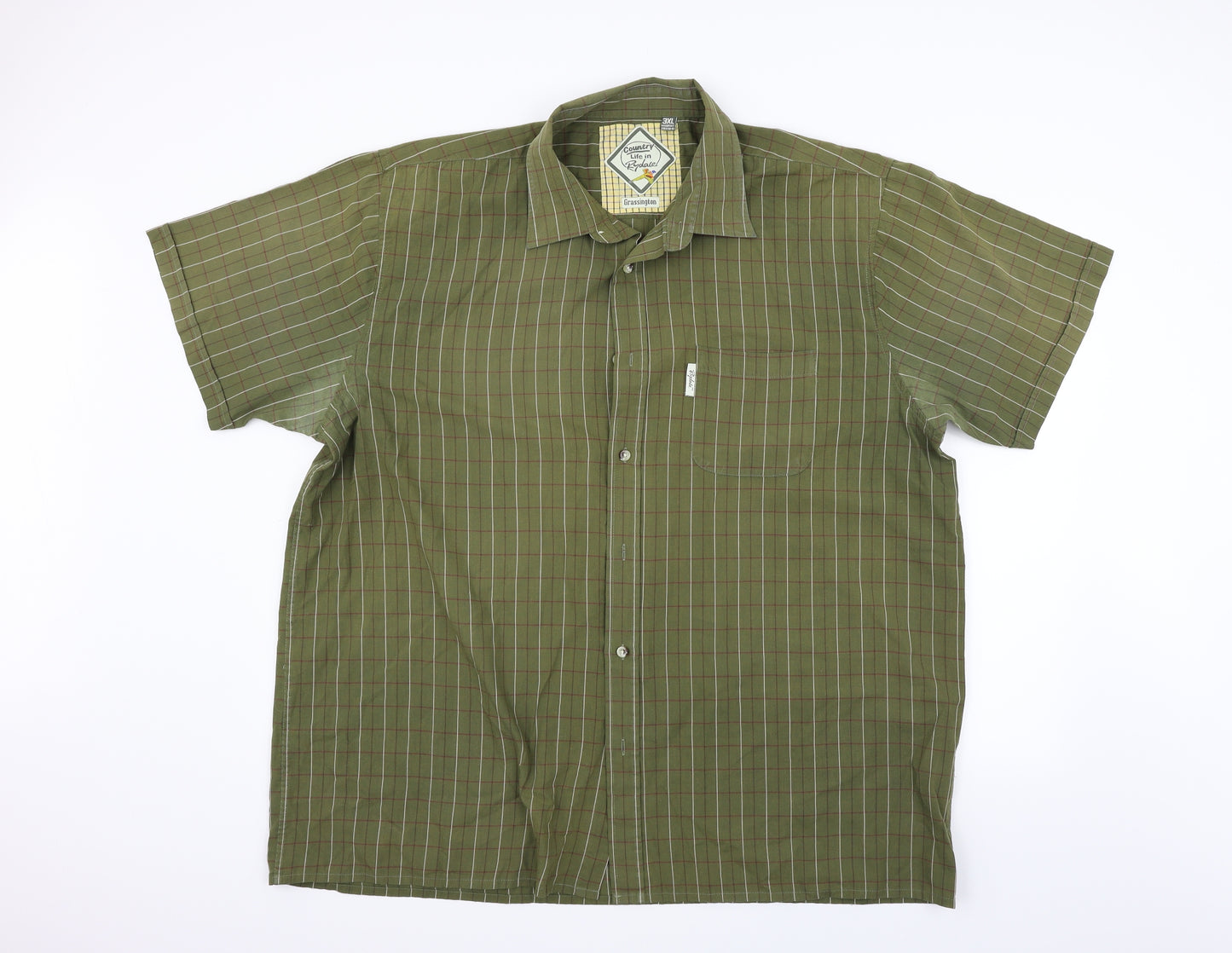 country life in rydale Mens Green Check   Button-Up Size 3XL