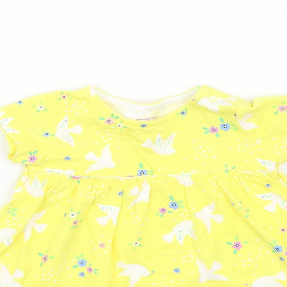 F&F Girls Yellow   Basic T-Shirt Size 3-6 Months