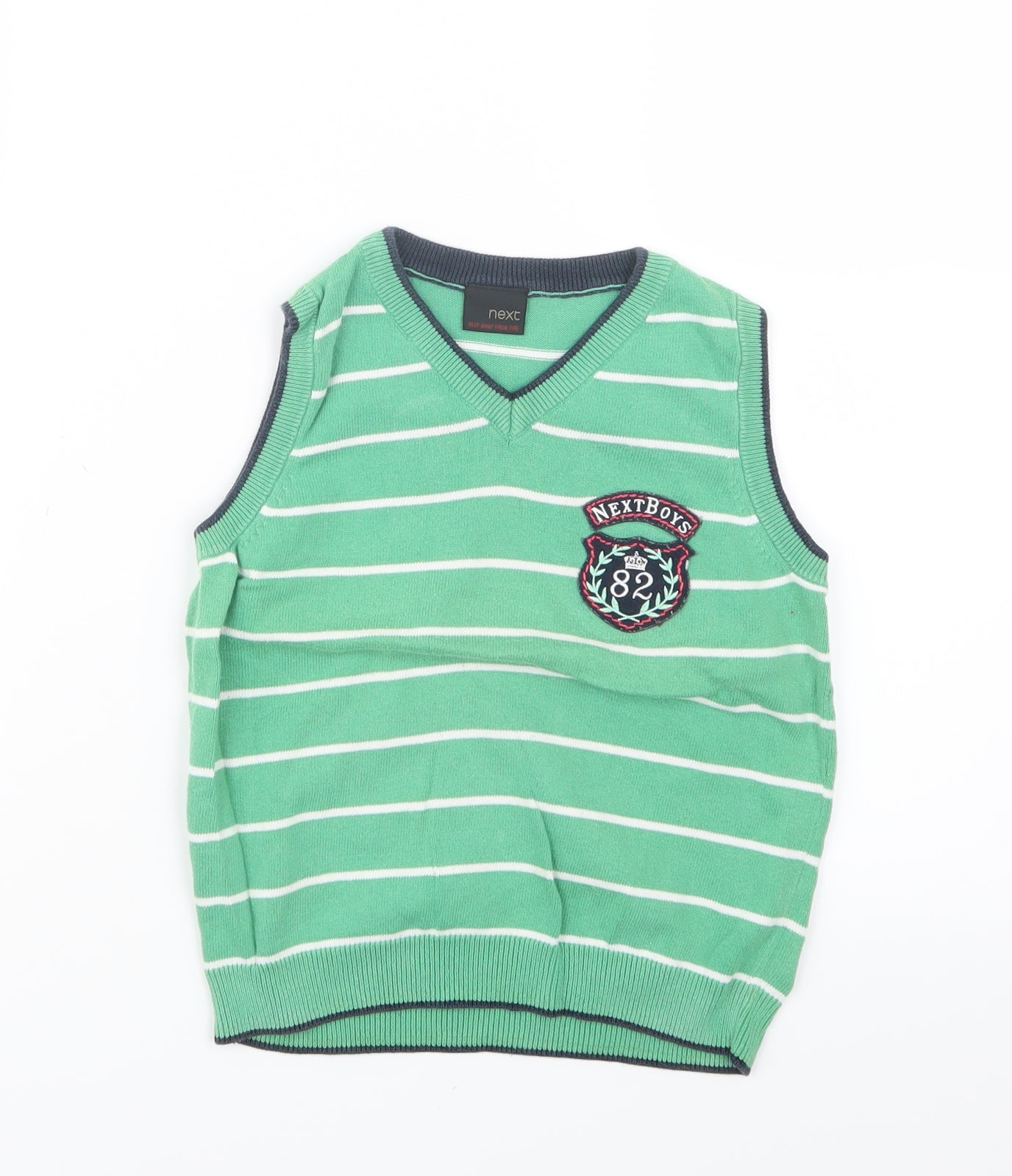 NEXT Boys Green Striped Knit Pullover Jumper Size 3-4 Years
